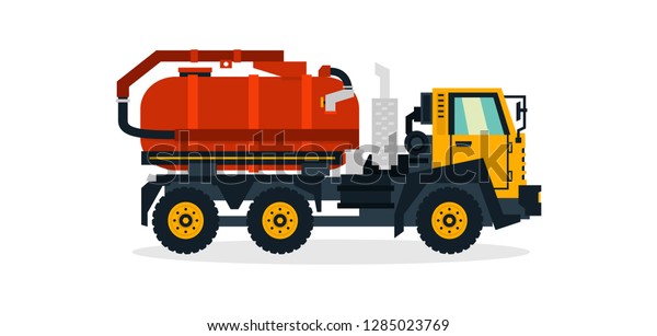 Water transport, commercial\
vehicles, service equipment. Truck with water tank. Vector\
illustration
