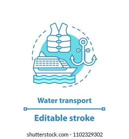 Water transport concept icon. Cruise ship. Voyage idea thin line illustration. Ocean liner. Vector isolated outline drawing . Editable stroke