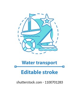 Water transport concept icon. Sailing idea thin line illustration. Sailboats. Vector isolated outline drawing. Editable stroke