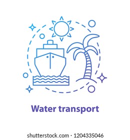 Water transport concept icon. Summer rest. Vacation. Cruise ship. Voyage idea thin line illustration. Ocean liner. Vector isolated outline drawing