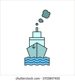 Water transport, cruise ship icon on white background. color editable