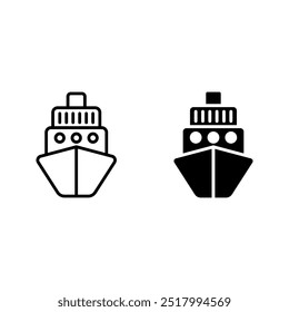 Water transport, cruise ship icon set color aditable