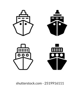 Water transport, cruise ship icon set color aditable