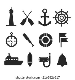 Water Transport Icons. Set of Nautical Icons and Design Elements