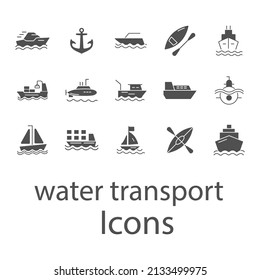 Water Transport  icons set . Water Transport  pack symbol vector elements for infographic web