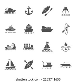 Water Transport  icons set . Water Transport  pack symbol vector elements for infographic web