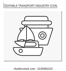  Water transport line icon. Boat and ship transportation. Transport industry concept. Isolated vector illustration. Editable stroke