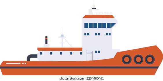Water transport. Small cargo boat. Ferry ship icon
