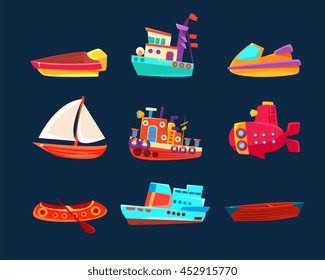 Water Transport Toy Icon Collection