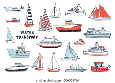 water transport vector color set.