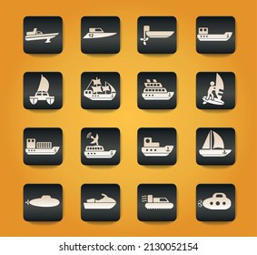 water transport web icons for user interface design