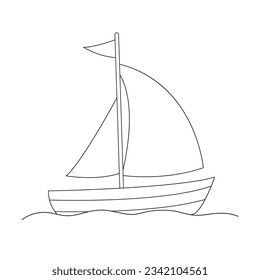 Water transport or wooden boat vector doodle. Hand drawn wooden sailing fishing boat isolated on white background. Transportation, traveling concept