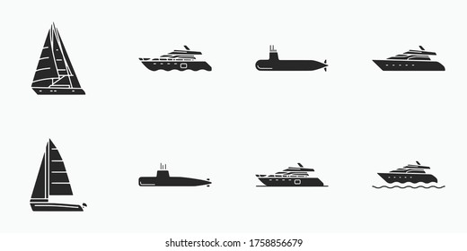 Water Transportation  glyph icon set