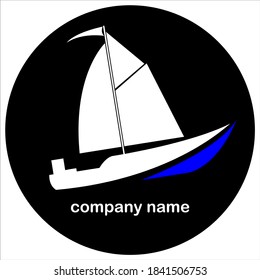 water transportation service company, marine ship vector logo. Shipping, business, cargo, tourism, renewable energy icon symbol, sailing ship