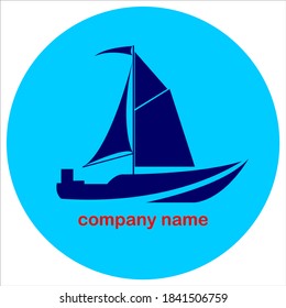 water transportation service company, marine ship vector logo. Shipping, business, cargo, tourism, renewable energy icon symbol, sailing ship