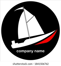 water transportation service company, marine ship vector logo. Shipping, business, cargo, tourism, renewable energy icon symbol, sailing ship