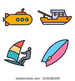 water transportation set icon symbol template for graphic and web design collection logo vector illustration