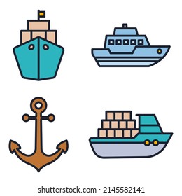 water transportation set icon symbol template for graphic and web design collection logo vector illustration