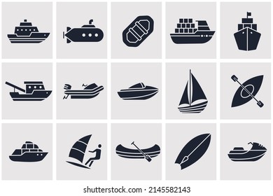 water transportation set icon symbol template for graphic and web design collection logo vector illustration