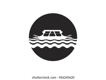 Water transportation symbol vector illustration,ferry boat in circle 