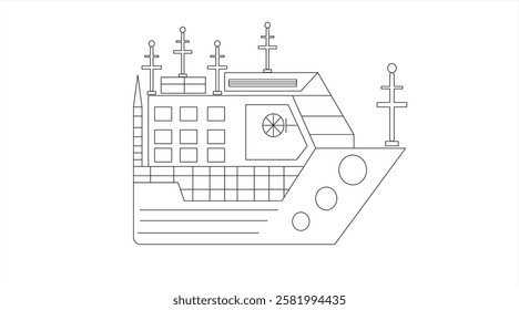 water transportation system ship icon,ship line vector, eps 10, isolated on white background.