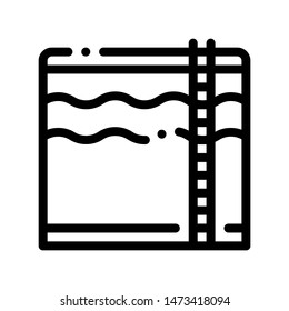 Water Treatment Big Tank With Ladder Vector Icon Sign Thin Line. Water Treatment Linear Pictogram. Recycling Environmental Ecosystem Plumbing Industry Monochrome Contour Illustration