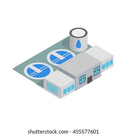 Water Treatment Building Icon In Isometric 3d Style Isolated On White Background