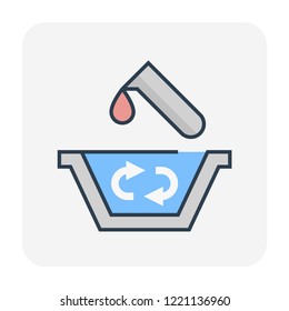 Water treatment and chemical icon, editable stroke.