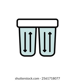 Water treatment color icon. Filtration process. Osmosis and desalination. Potable water. Isolated vector flat illustrations. Customizable symbol.