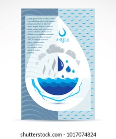 Water Treatment Company Advertising Flyer. Global Water Circulation Conceptual Design, Blue Planet.