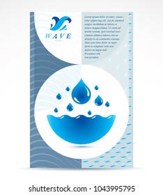 Water Treatment Company Advertising Flyer. Global Water Circulation Conceptual Design, Blue Planet.