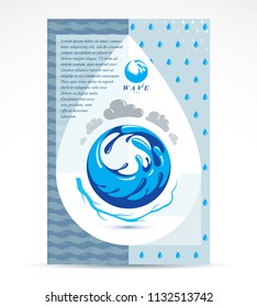 Water Treatment Company Advertising Flyer. Global Water Circulation Conceptual Design, Blue Planet.