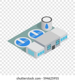 Water treatment factory icon. Isometric 3d illustration of water treatment factory vector icon logo on a transparent background