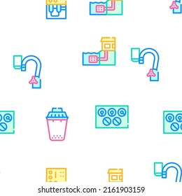 Water Treatment Filter Collection Vector Seamless Pattern Color Line Illustration