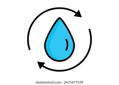 Icono de tratamiento de agua. gota de agua con flecha. ícono relacionado con la purificación. estilo de ícono de contorno de color. purificación de agua Elementos Ilustración vectorial