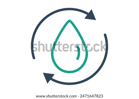 Water treatment icon. water drop with arrow. icon related to purification. line icon style. water purification elements vector illustration