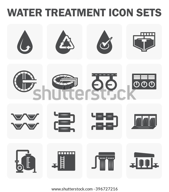 Water treatment icon and process, That removes\
contaminants and undesirable components to improves the quality of\
water appropriate for end-use such as drinking or water supply,\
Vector icon design.