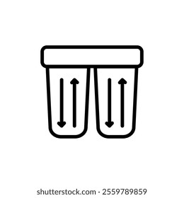 Water treatment line icon. Filtration process. Osmosis and desalination. Potable water. Isolated vector outline illustrations. Customizable symbol.