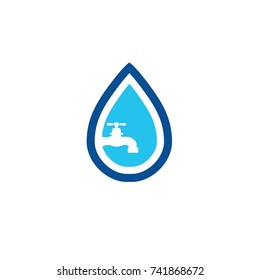 water treatment  logo flat vector template