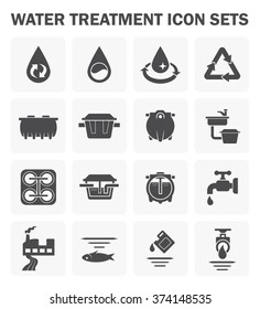 Water Treatment Plant And Wastewater Or Waste Water And Septic Tank Vector Icon Set. That Removes Sewage And Grease From Water To Improves The Quality Of Water Appropriate For Drinking And Supply Use.