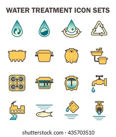 Water Treatment Plant And Wastewater Or Waste Water And Septic Tank Vector Icon Set. That Removes Sewage And Grease From Water To Improves The Quality Of Water Appropriate For Drinking And Supply Use.