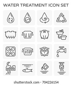 Water Treatment Plant And Wastewater Or Waste Water And Septic Tank Vector Icon Set. That Removes Sewage And Grease From Water To Improves The Quality Of Water Appropriate For Drinking And Supply Use.