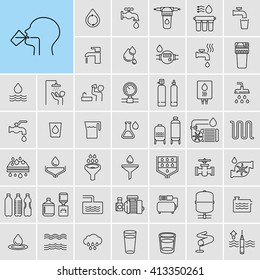 Water Treatment Process Filtration Systems Water Pump Vector Icons Set 