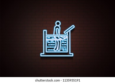 water treatment therapy icon in Neon  on dark brick wall background