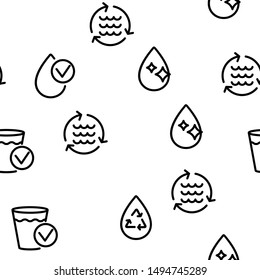 Water Treatment Vector Seamless Pattern Thin Line Illustration