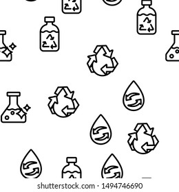Water Treatment Vector Seamless Pattern Thin Line Illustration