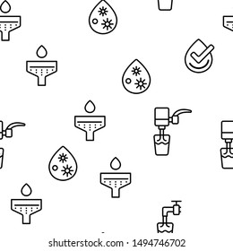 Water Treatment Vector Seamless Pattern Thin Line Illustration
