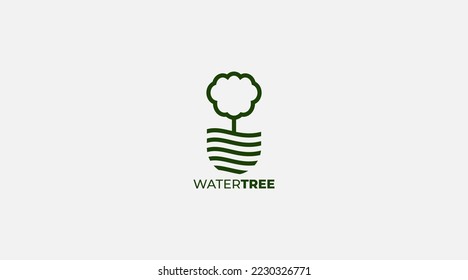 Water tree logo vector design icon template