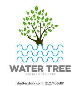 Water tree modern logo design