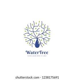 Water tree nature logo icon symbol, logo with deep philosophy of nature and human needs